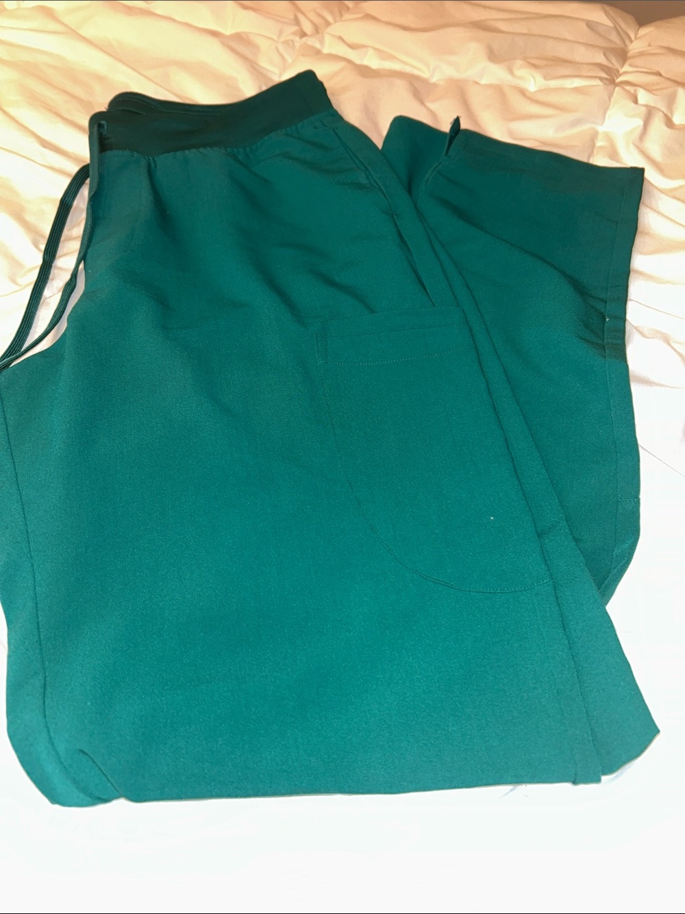 Green Straight-Leg Scrub Pants